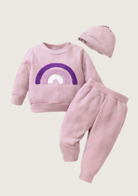 Sudadera y pantalones de chándal con estampado de arcoíris para bebé niña