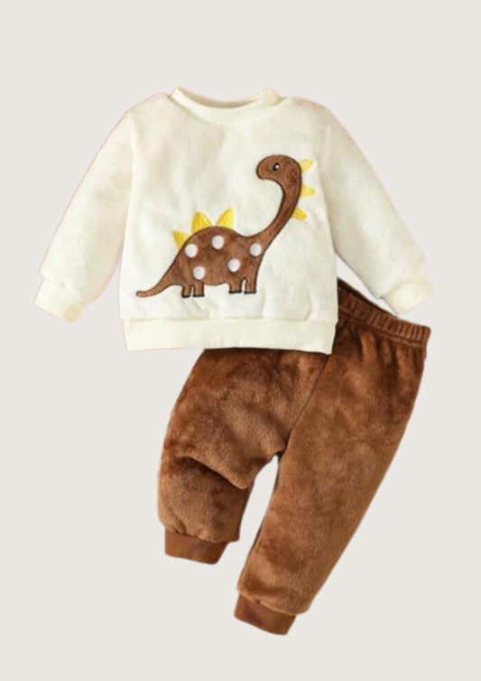 Pantalones con sudadera con bordado de dinosaurio teddy